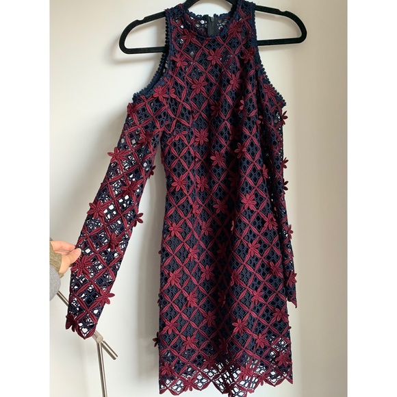 NWT Self Portrait Floral Grid Cold Shoulder Lace Dress sz S - Picture 8 of 13